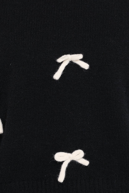 Voss Bow Knit Sweater Black
