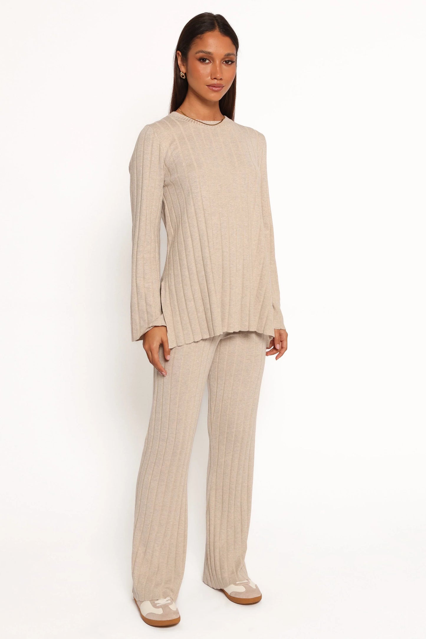 Silvie Long Sleeve Knitted Set Oatmeal