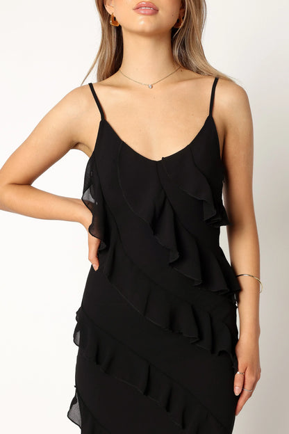 Ciao Ruffles Maxi Dress Black