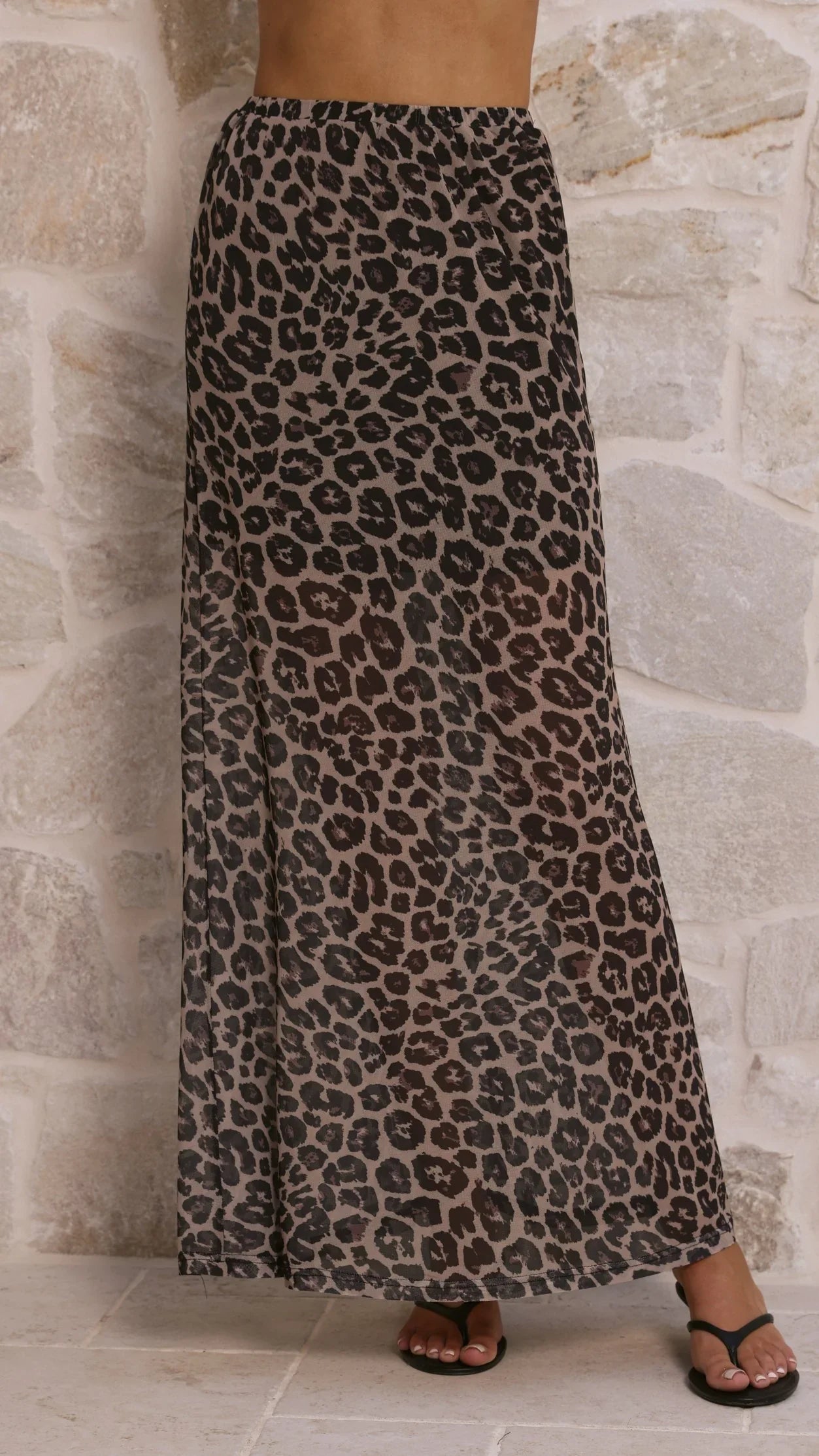 Onella Semi Sheer Maxi Skirt Leopard Print