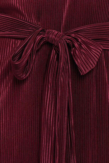 Joy Plisse Mini Dress Burgundy