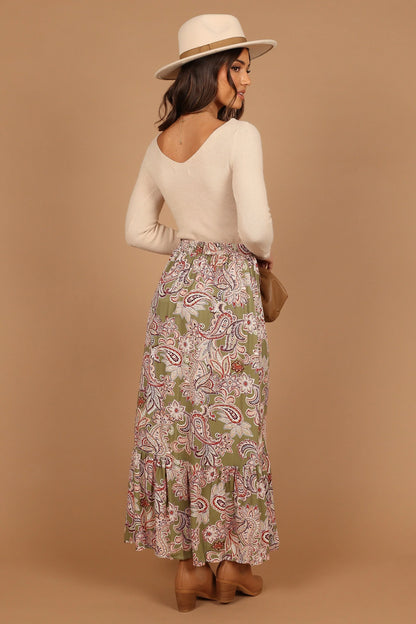 Katherine Skirt Olive Paisley