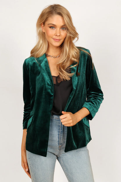 Vera Velvet Blazer Green