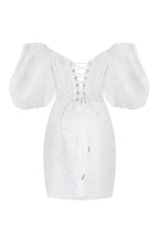 White Cute mini dress with doll sleeves