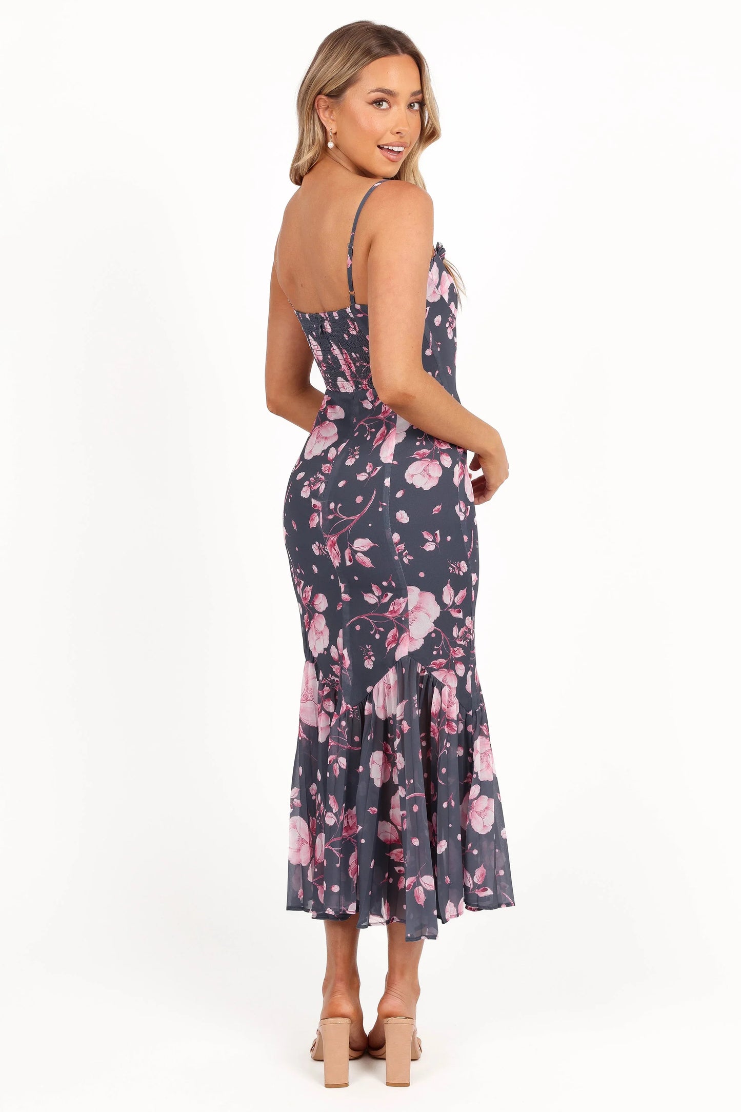 Ashton Midi Dress Steel Gray Floral