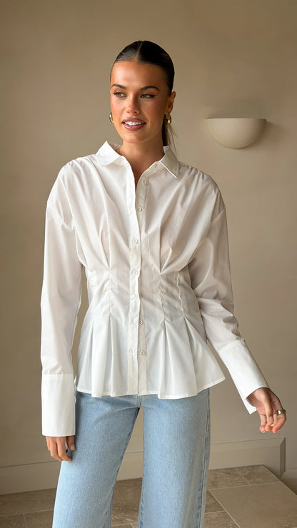 Riley Long Sleeve Top White