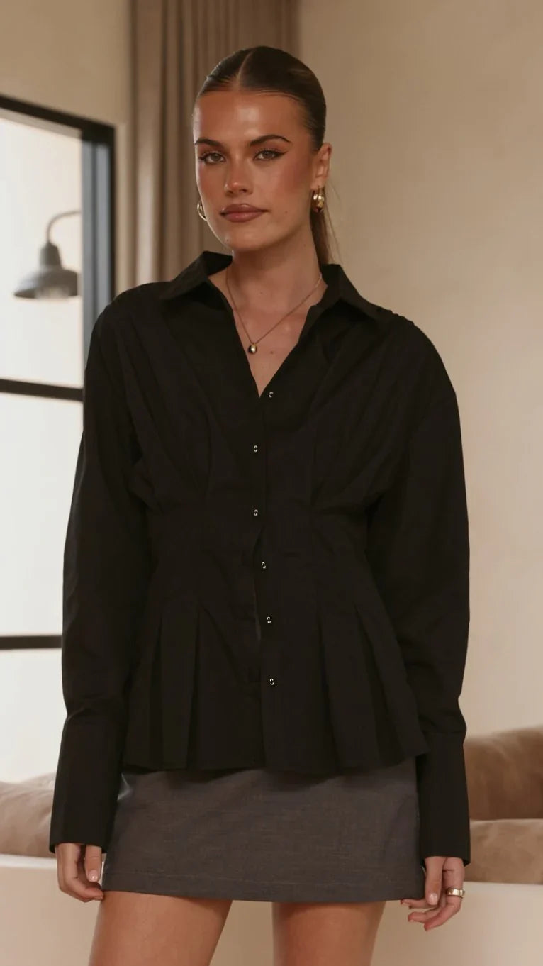 Riley Long Sleeve Top Black