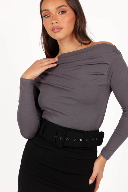 Cer Knit Top Charcoal