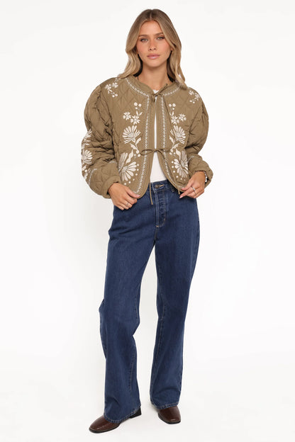 Vako Quilted Embroidered Jacket Olive