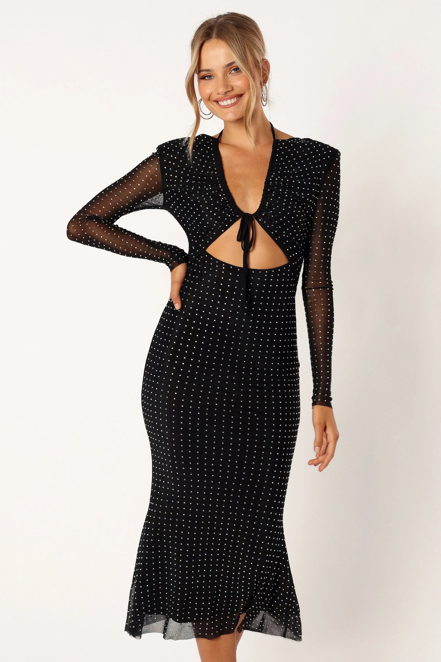 Salvatore Long Sleeve Midi Dress Black