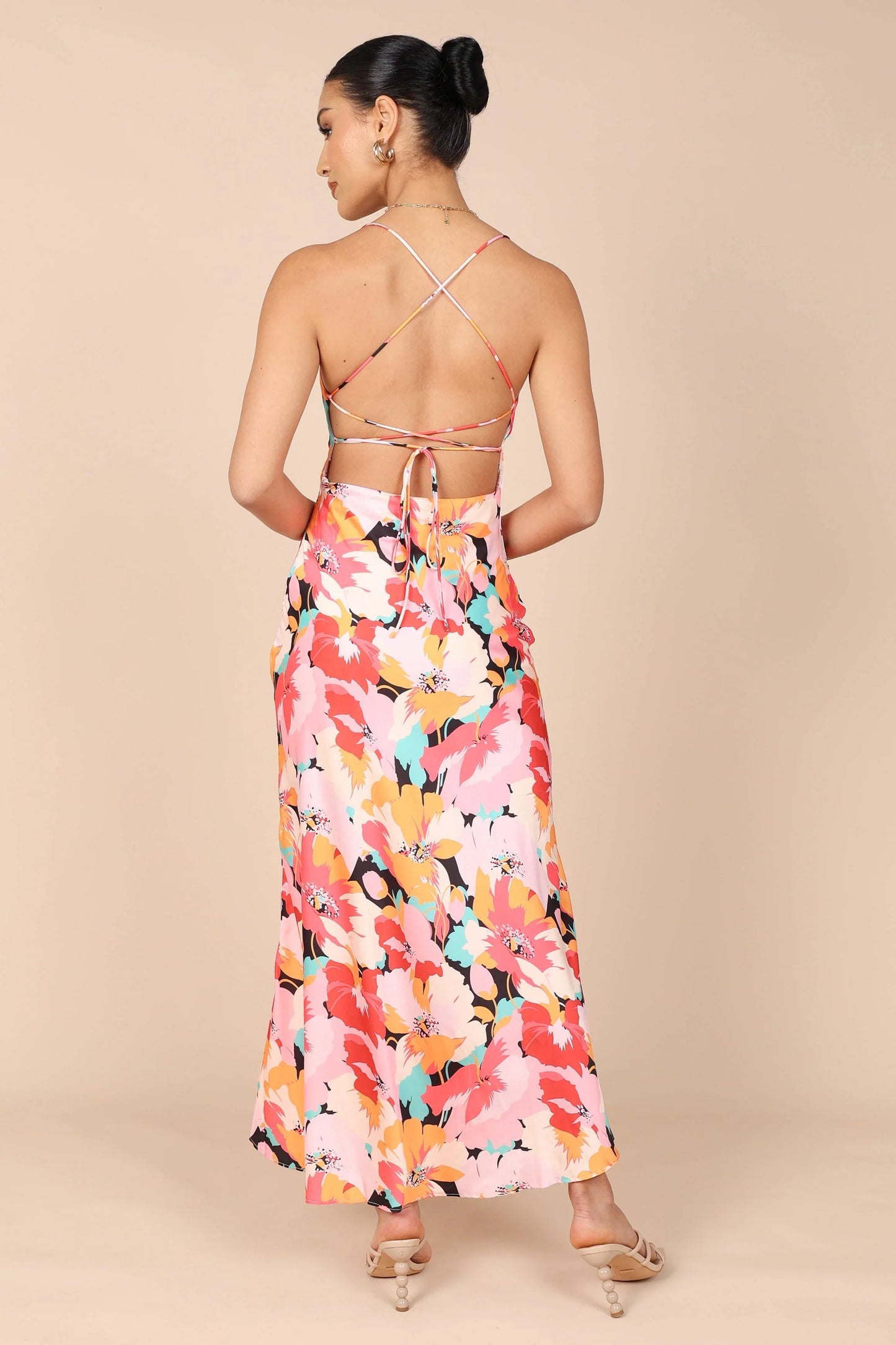 Posse Midi Slip Dress Pink Floral