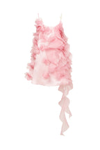 Romantic ruffled pink mini dress with rose appliques Garden of Eden