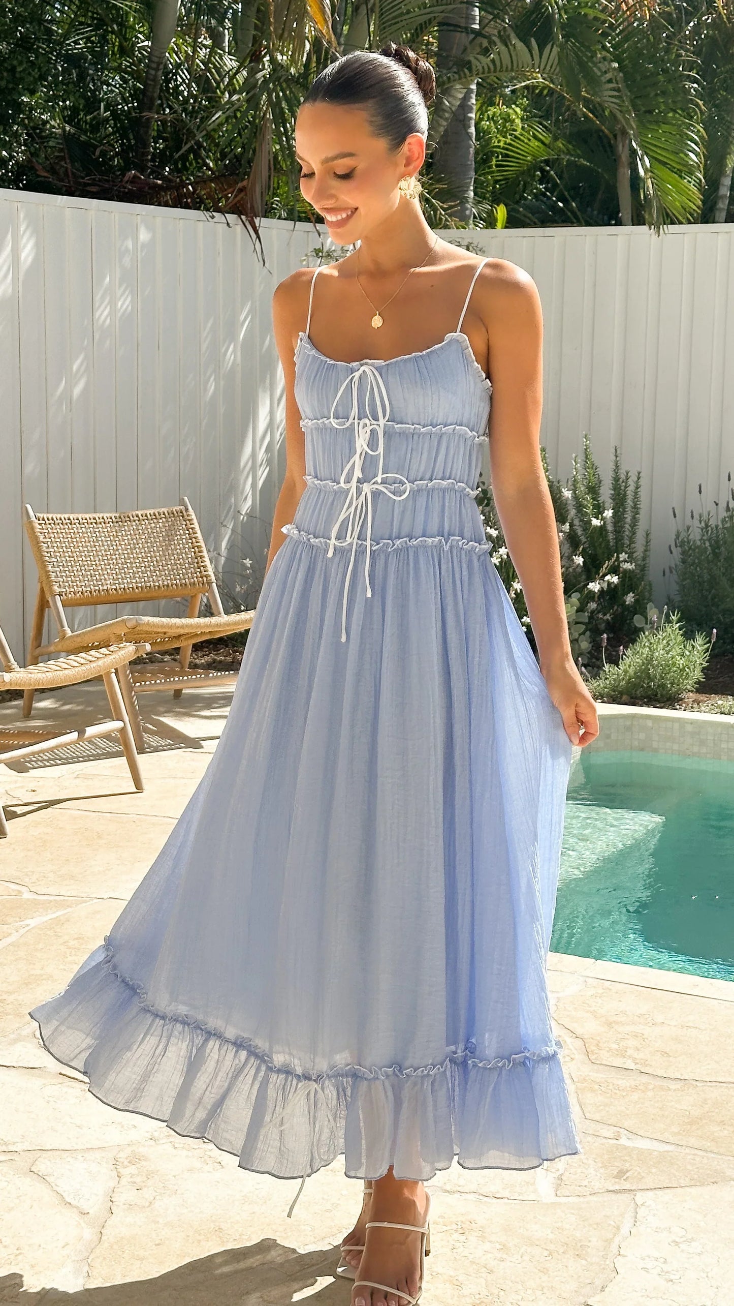 Halo Maxi Dress Blue White