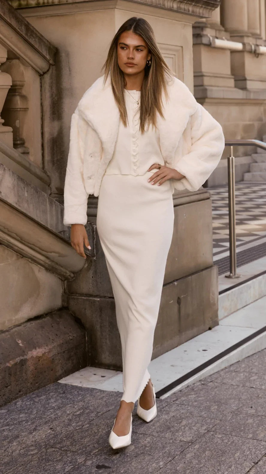 Xanthe Knit Maxi Skirt Cream