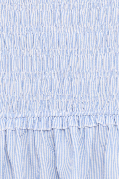 Kiki Smocked Mini Dress Blue Stripe