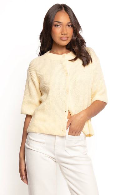 Miriam Short Sleeve Knit Top Yellow