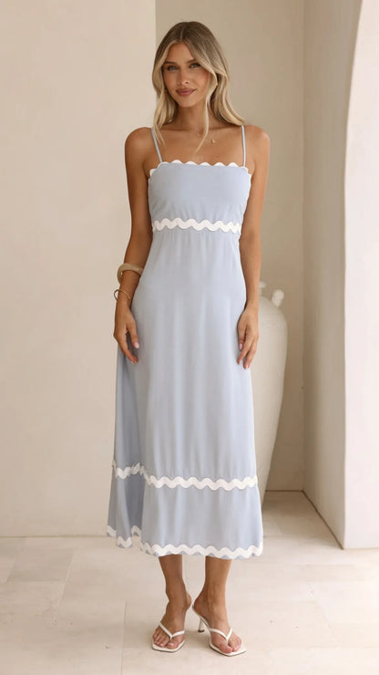Seraphina Midi Dress Blue White