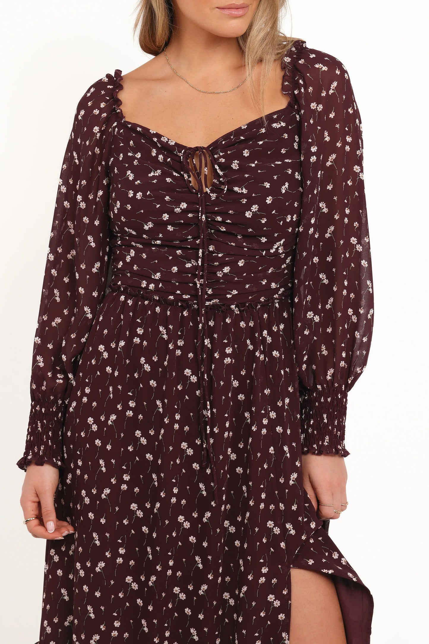 Keziah Long Sleeve Maxi Dress Burgundy Floral