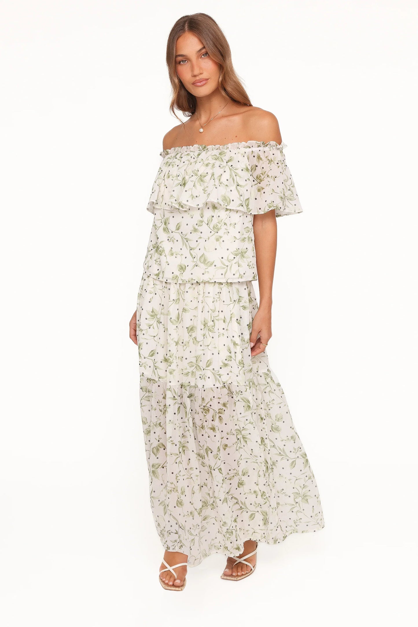 Vanessa Maxi Skirt Set Green Leaf