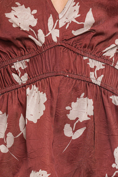Griffin Peplum Blouse Brown Floral