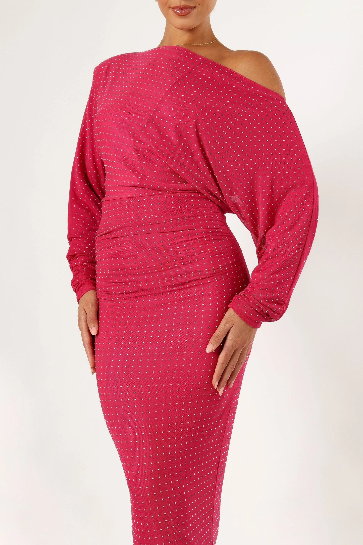 Loeve Long Sleeve Midi Dress Pink