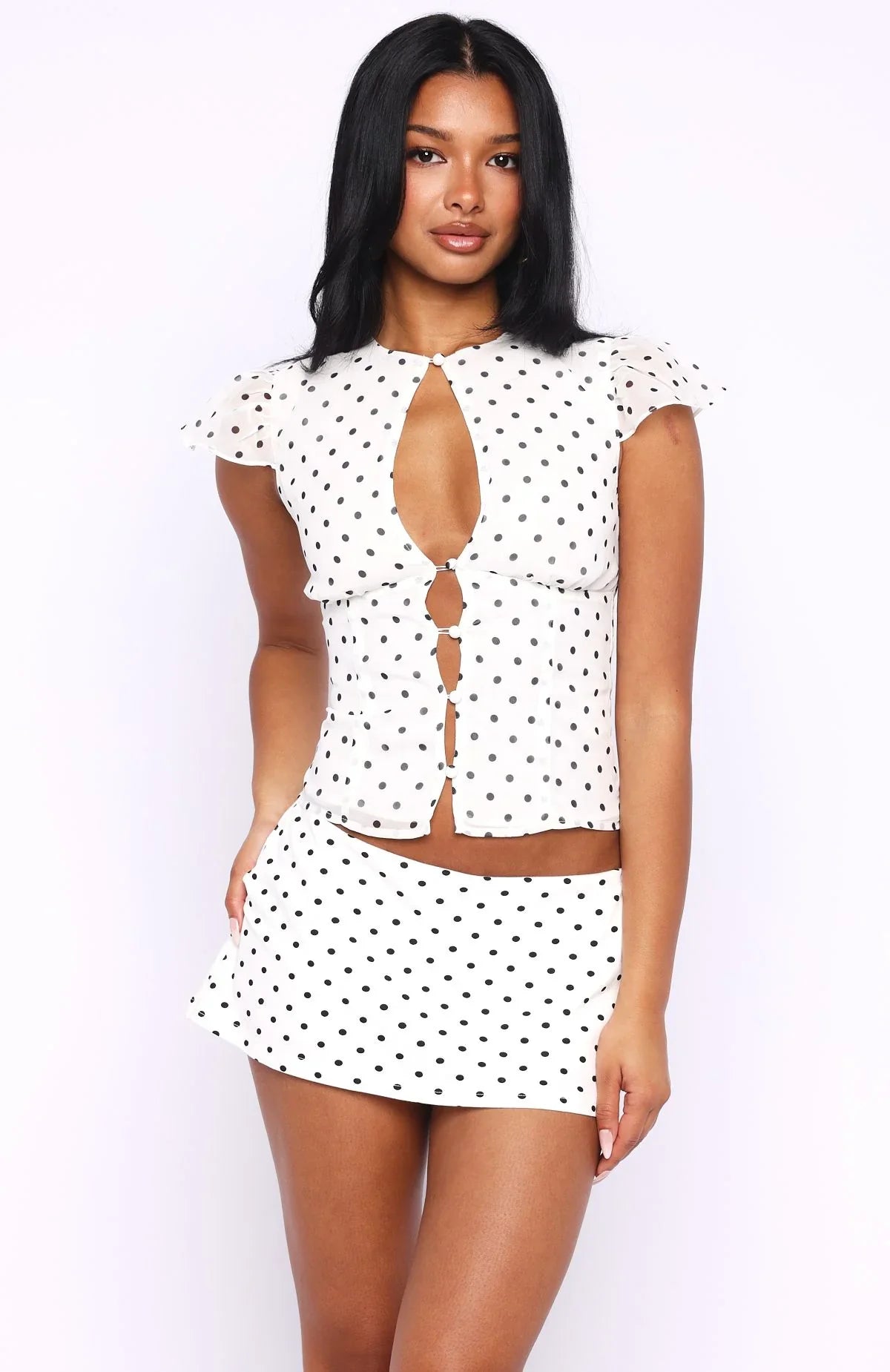 Choose Wisely Mini Skort White Black Polka Dot