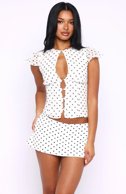 Choose Wisely Mini Skort White Black Polka Dot