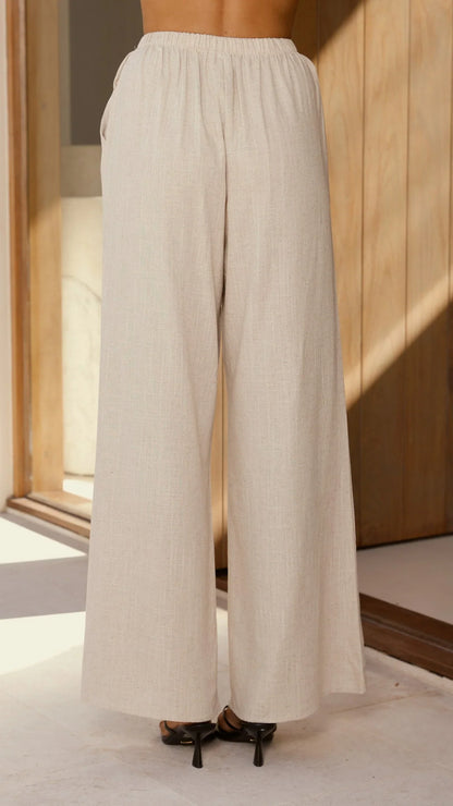Kailani Strapless Top and Pants Set Oat