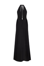 Classical black halterneck satin maxi dress Xo Xo