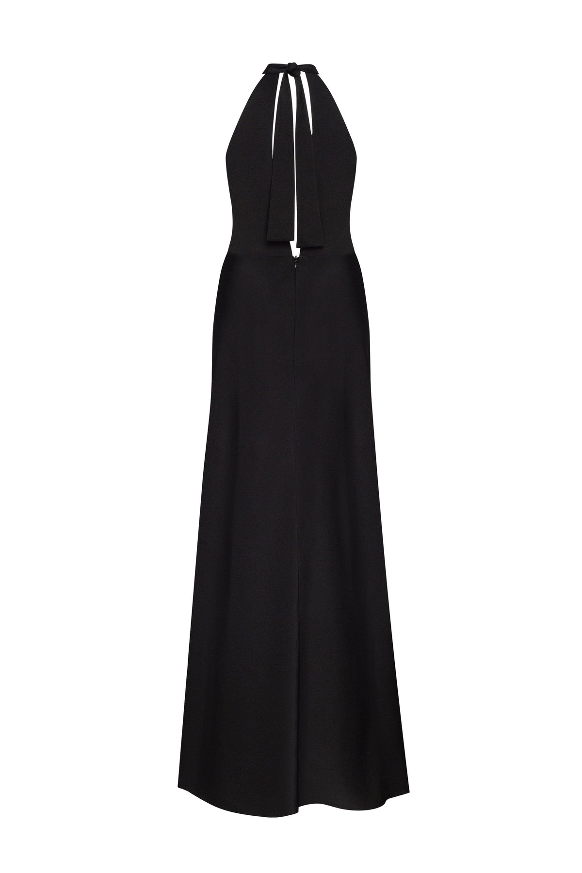 Classical black halterneck satin maxi dress Xo Xo