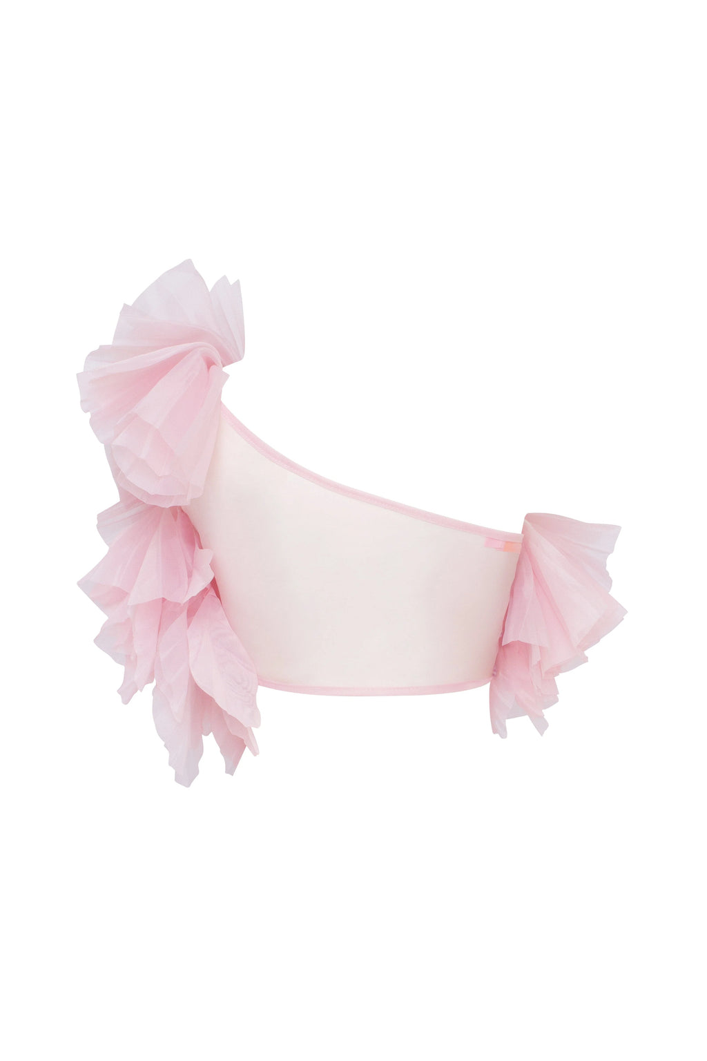 Flirty ruffled one shoulder organza pink top Midnight Walk