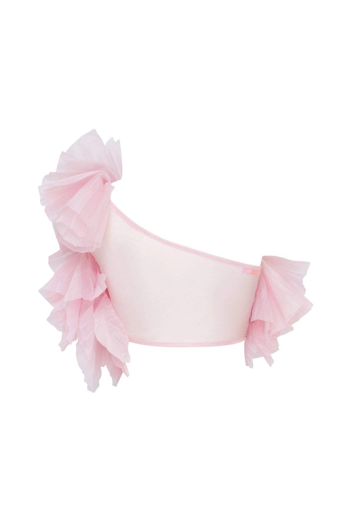 Flirty ruffled one shoulder organza pink top Midnight Walk