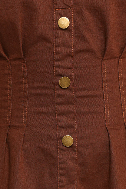 Phoenix Long Sleeve Mini Dress Brown Denim