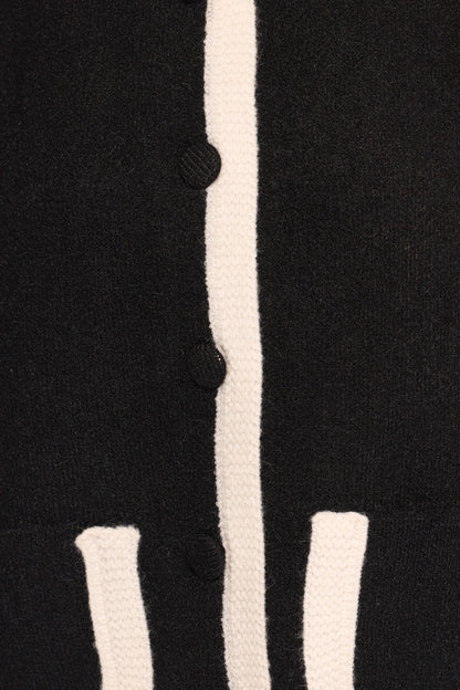 Orabelle Contrast Hem Cardigan Black