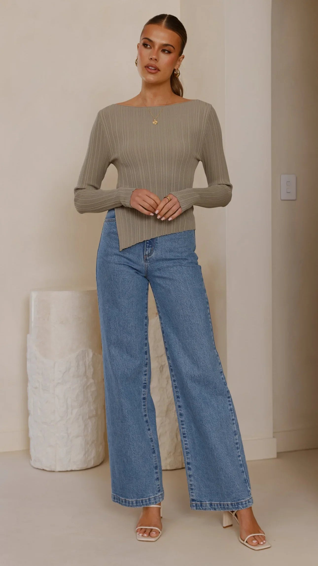 Isla Long Sleeve Top Khaki