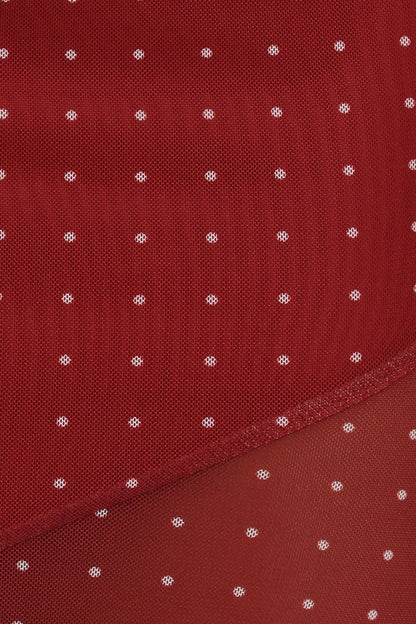 Hollie Mesh Skirt Set Red Polka Dot