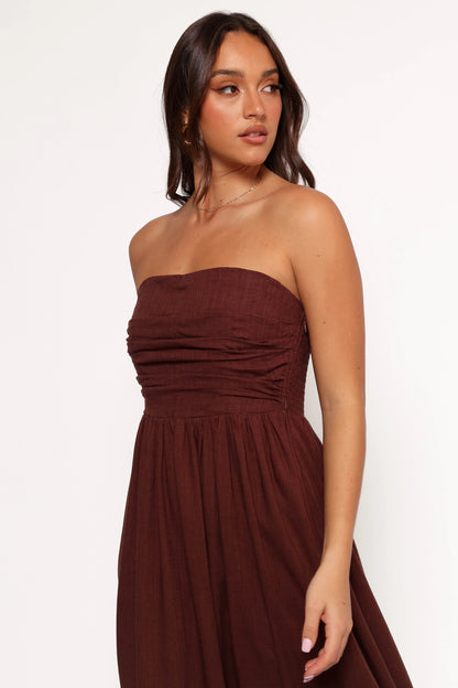 Kayt Strapless Dress Chocolate Brown