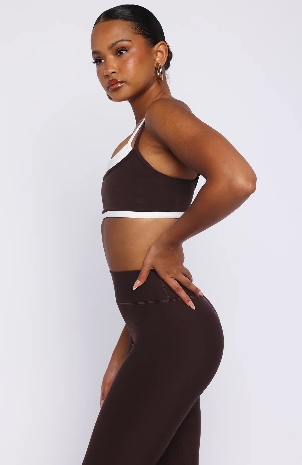All The Glory Sports Bra Dark Chocolate White
