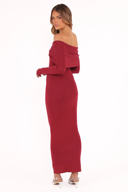 Lindsey Knit Dress Dark Red