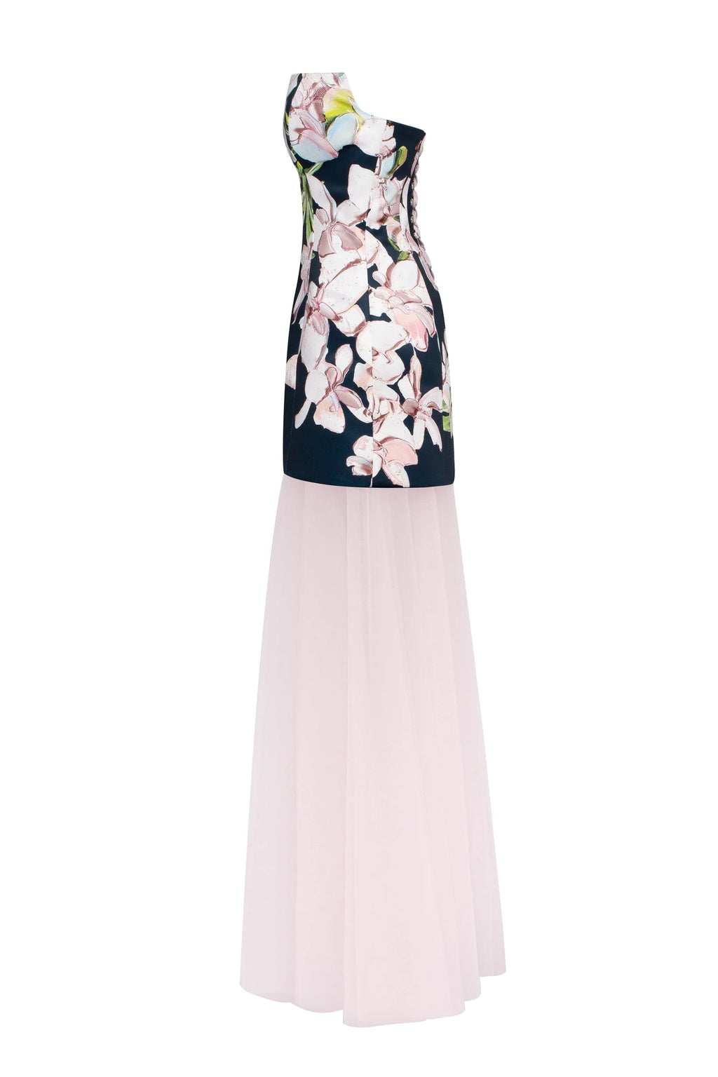 2 in 1 floral mini dress with a detachable candy pink sheer underskirt