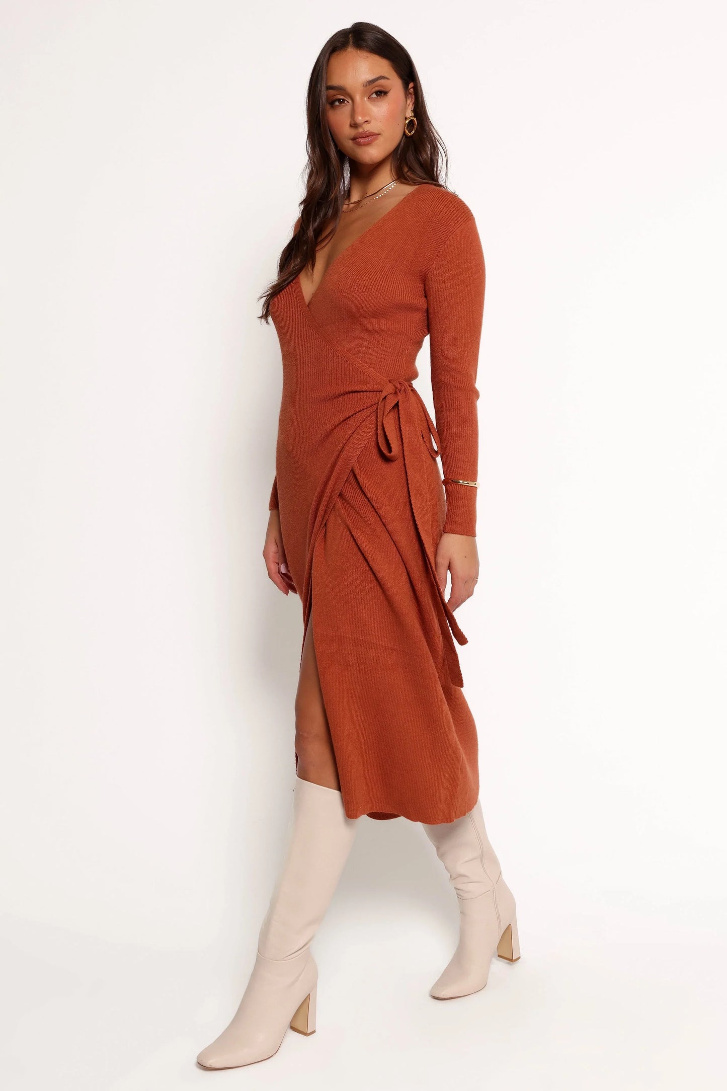 Kellan Wrap Midi Dress Bronze
