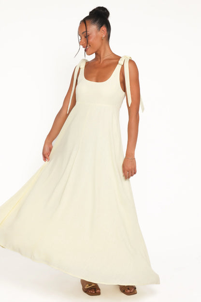 Valara Tie Shoulder Maxi Dress Butter Yellow