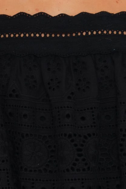 Aideen Eyelet Top Black