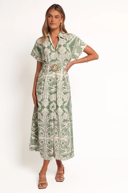 Preston Midi Dress Green Floral