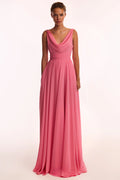 Classy pink pleated maxi dress