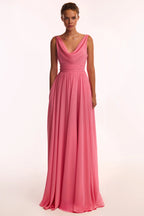 Classy pink pleated maxi dress