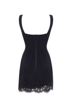 Sultry black corset mini dress with lace hem Parisienne