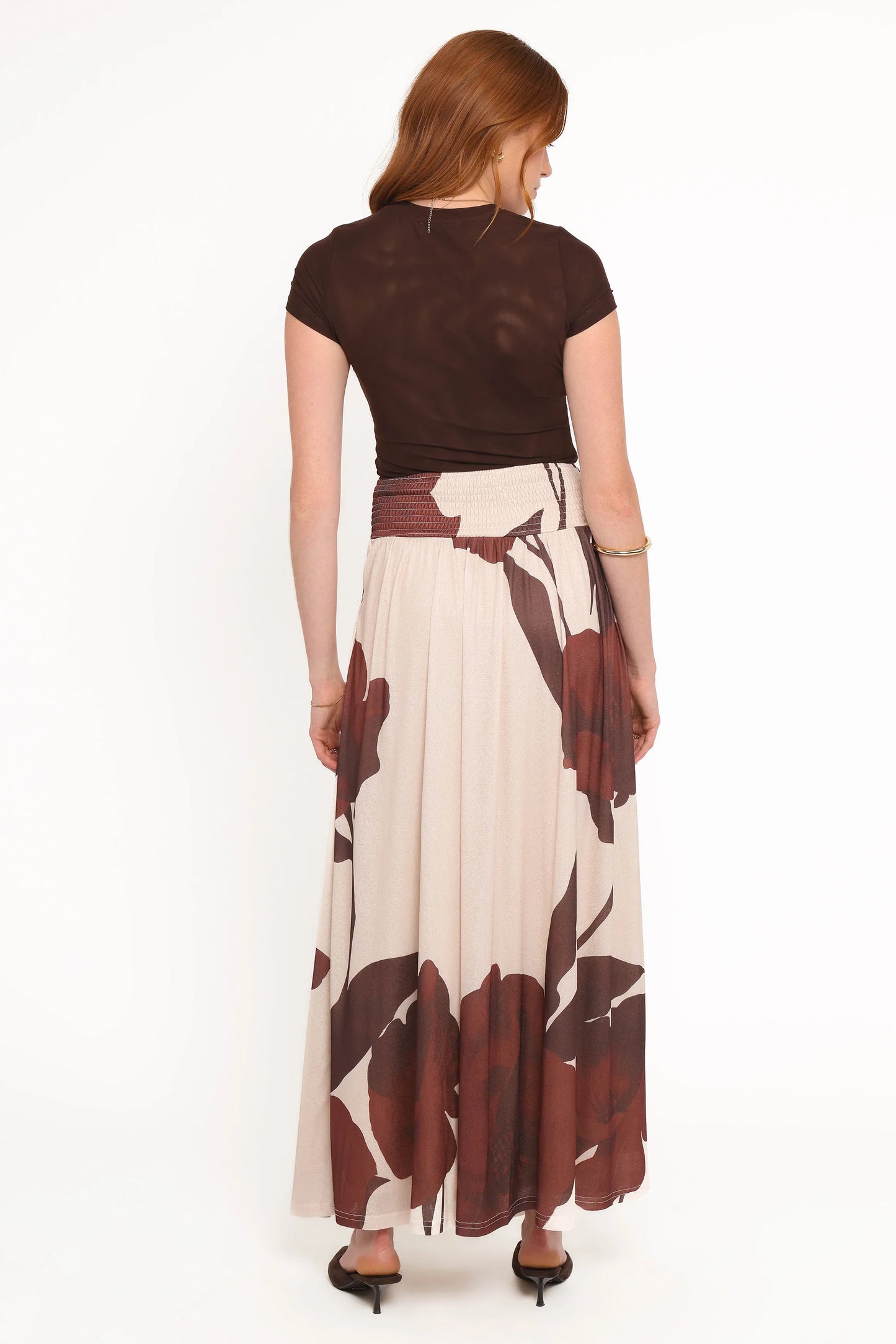 Cascade Maxi Skirt Cream Brown Floral