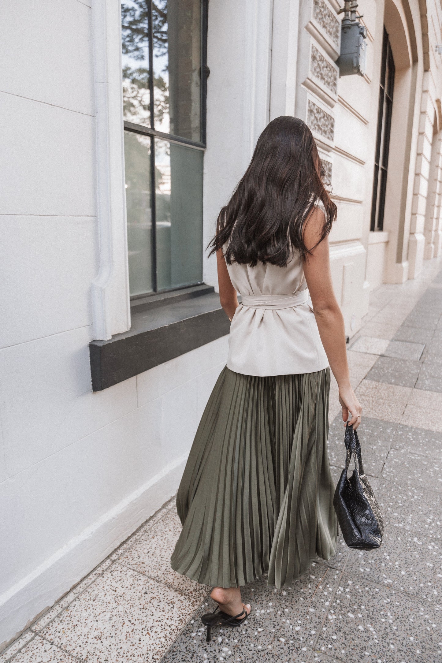 Polina Pleated Maxi Skirt Olive