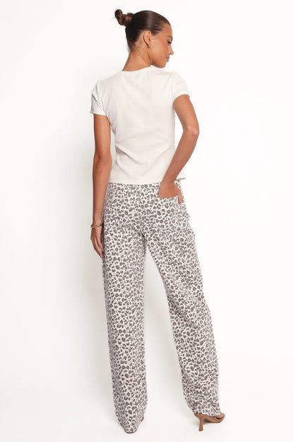 Leila Printed Wide Leg Jean Leopard